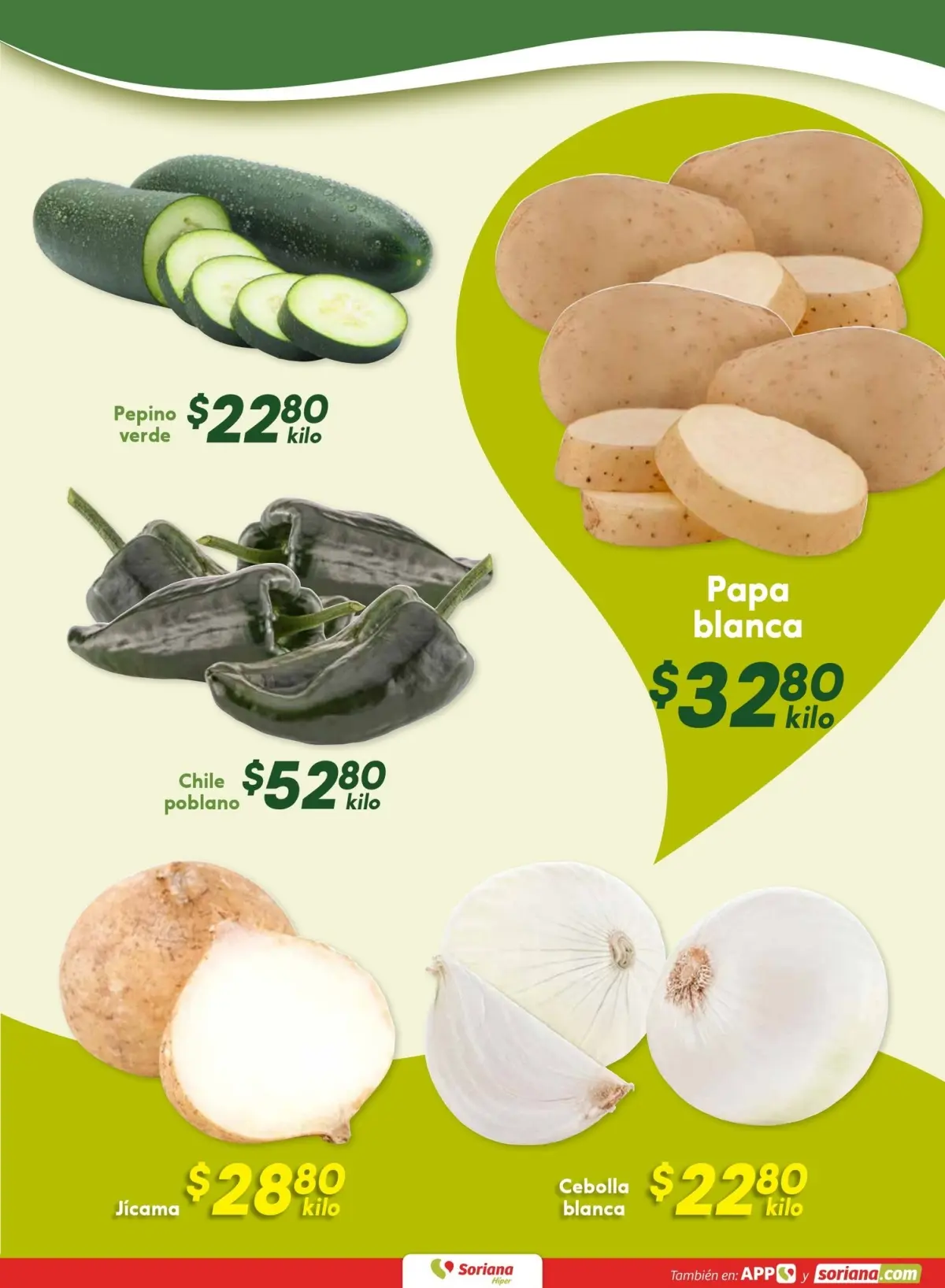 Frutas y verduras frescas a precios económicos en Soriana. 