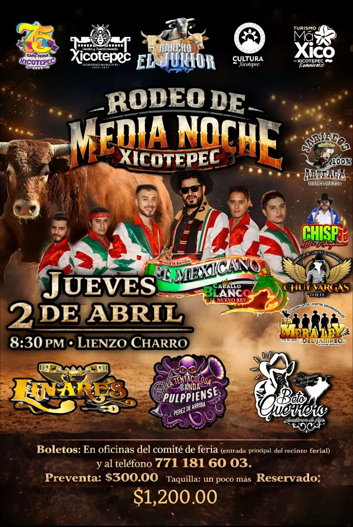 Rodeo en la Feria de la Primavera 2026 de Xicotepec. Foto: Cortesía