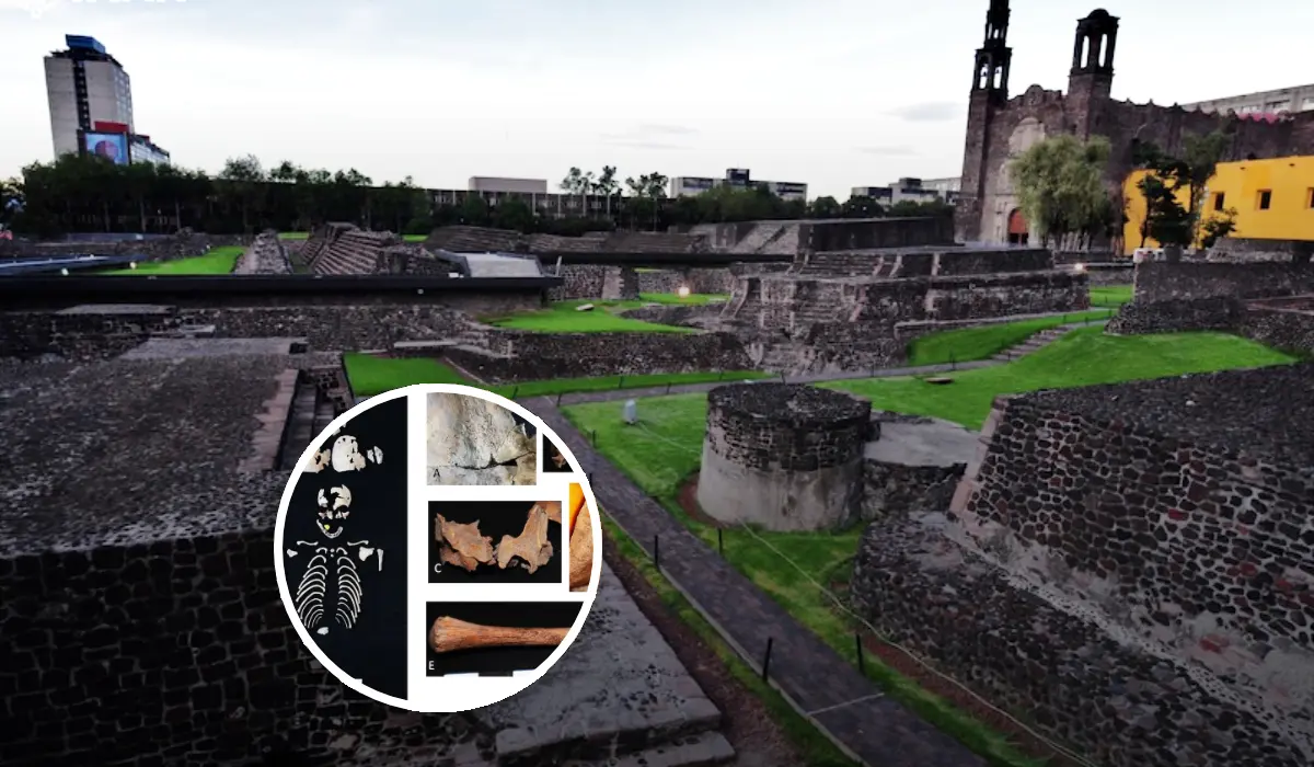 Arqueólogos revelan hallazgo de madre y bebé en antiguo templo de Tlatelolco.
