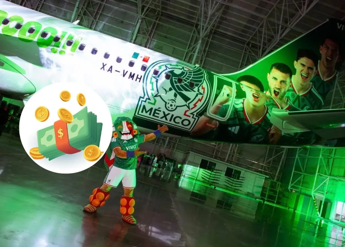 El avión de la Selección Mexicana diseñado por Viva Aerobus. Foto: Cortesía/ Freepik