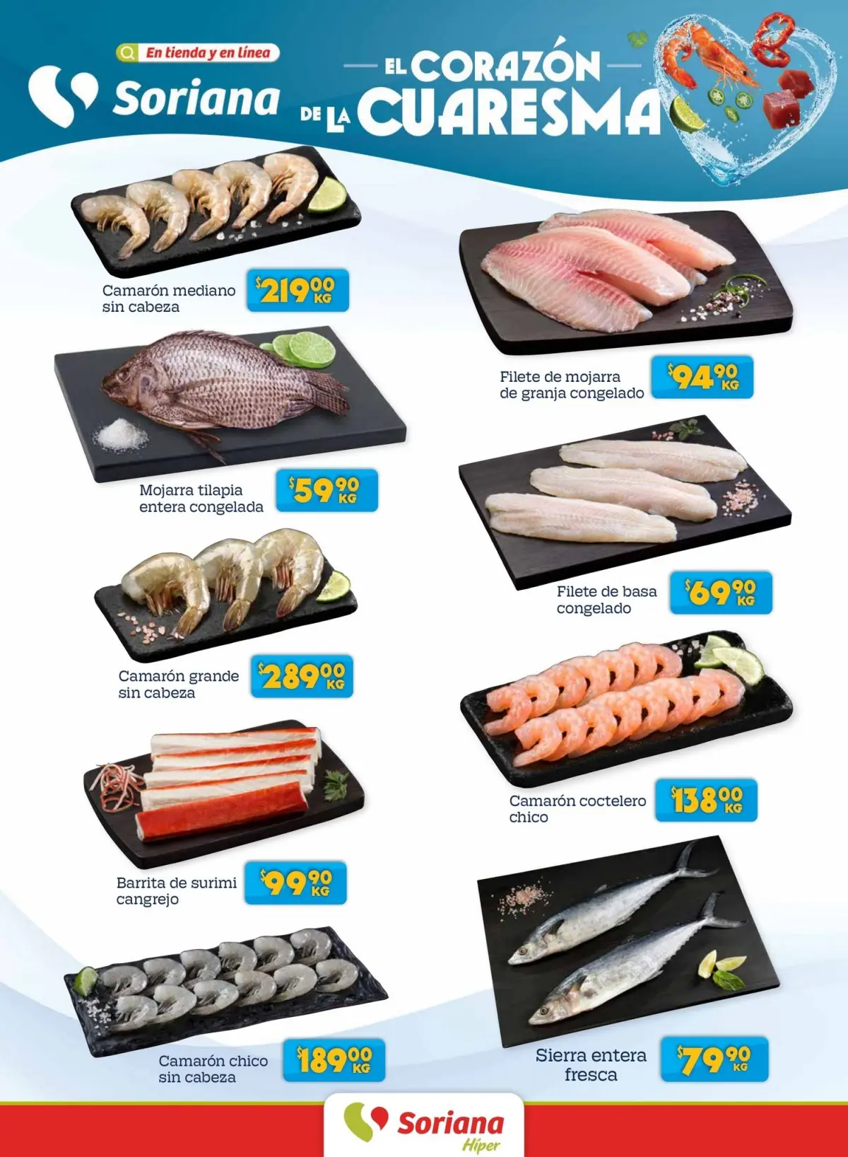 Encuentra mariscos y pescados frescos en oferta. Imagen: Soriana