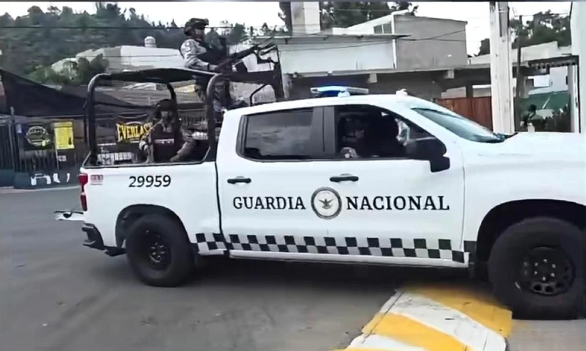 Patrulla de la Guardia Nacional que estaría escoltando a Bryan Gutiérrez. Foto: AS.