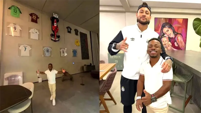 Interior de la mansión del futbolista Neymar. Foto: Jon Vlogs