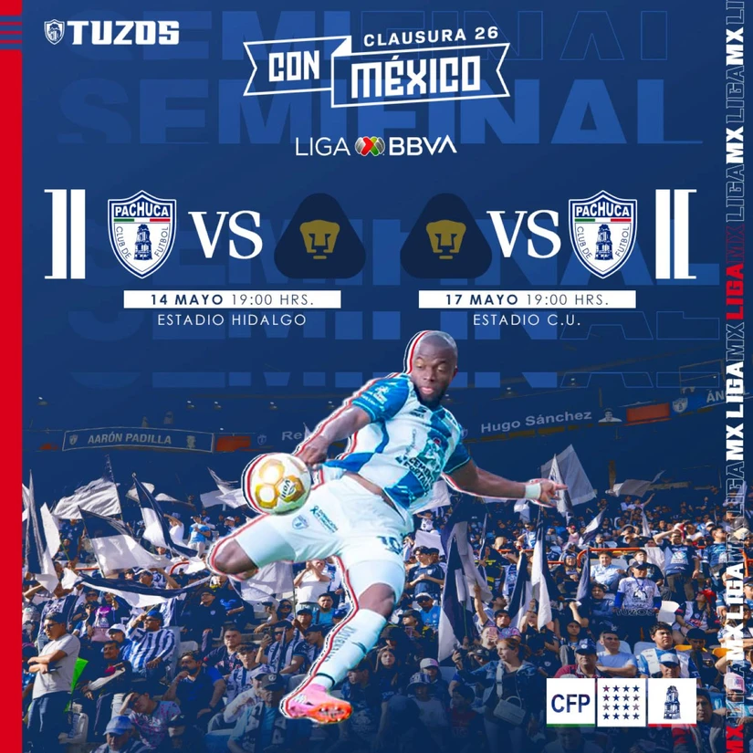 Pachuca vs Pumas en la semifinal del Torneo de Clausura 2026. Foto: Cortesía