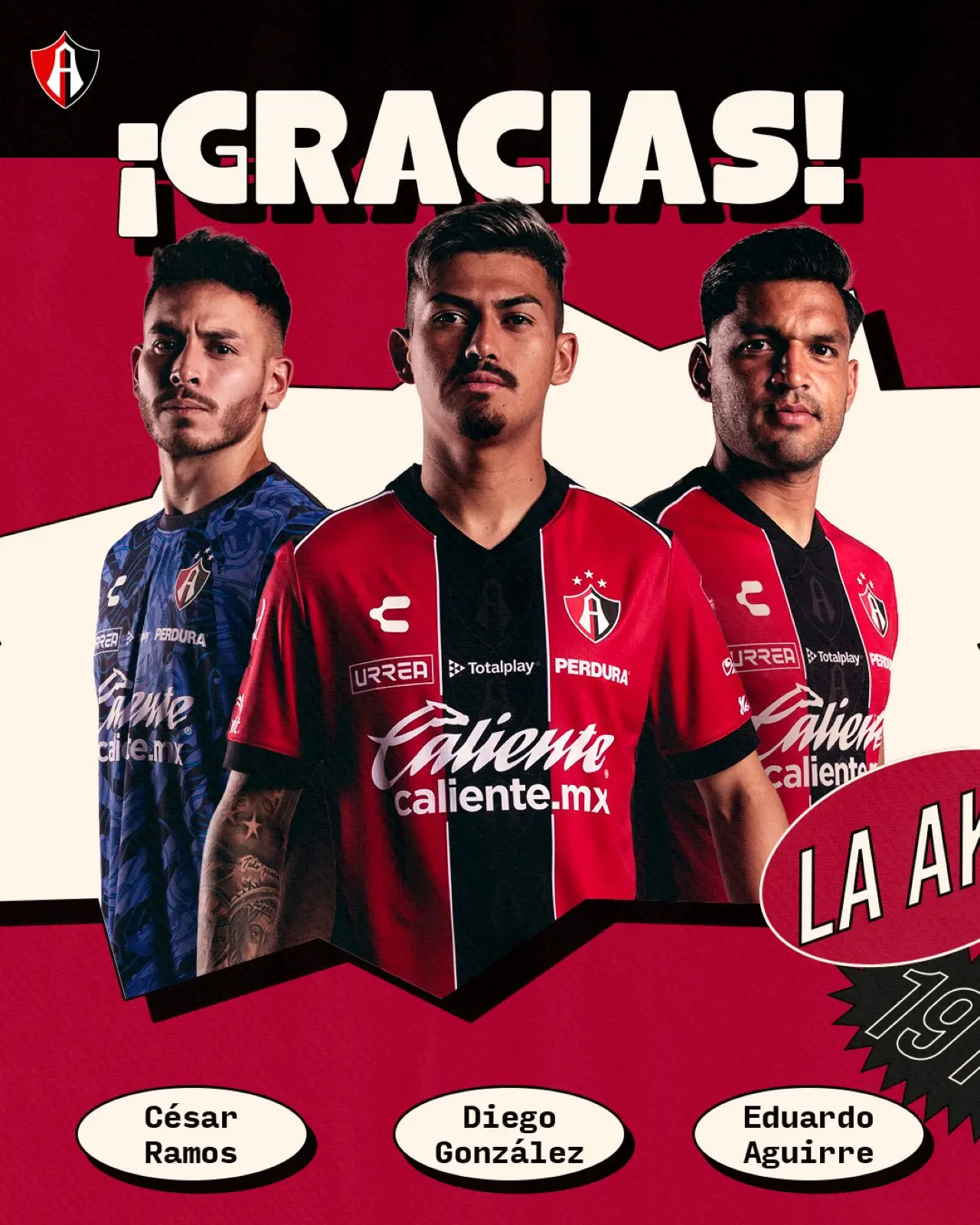 Diego González, Eduardo Aguirre y César Ramos finalizan etapa con Atlas FC. Foto:C ortesía