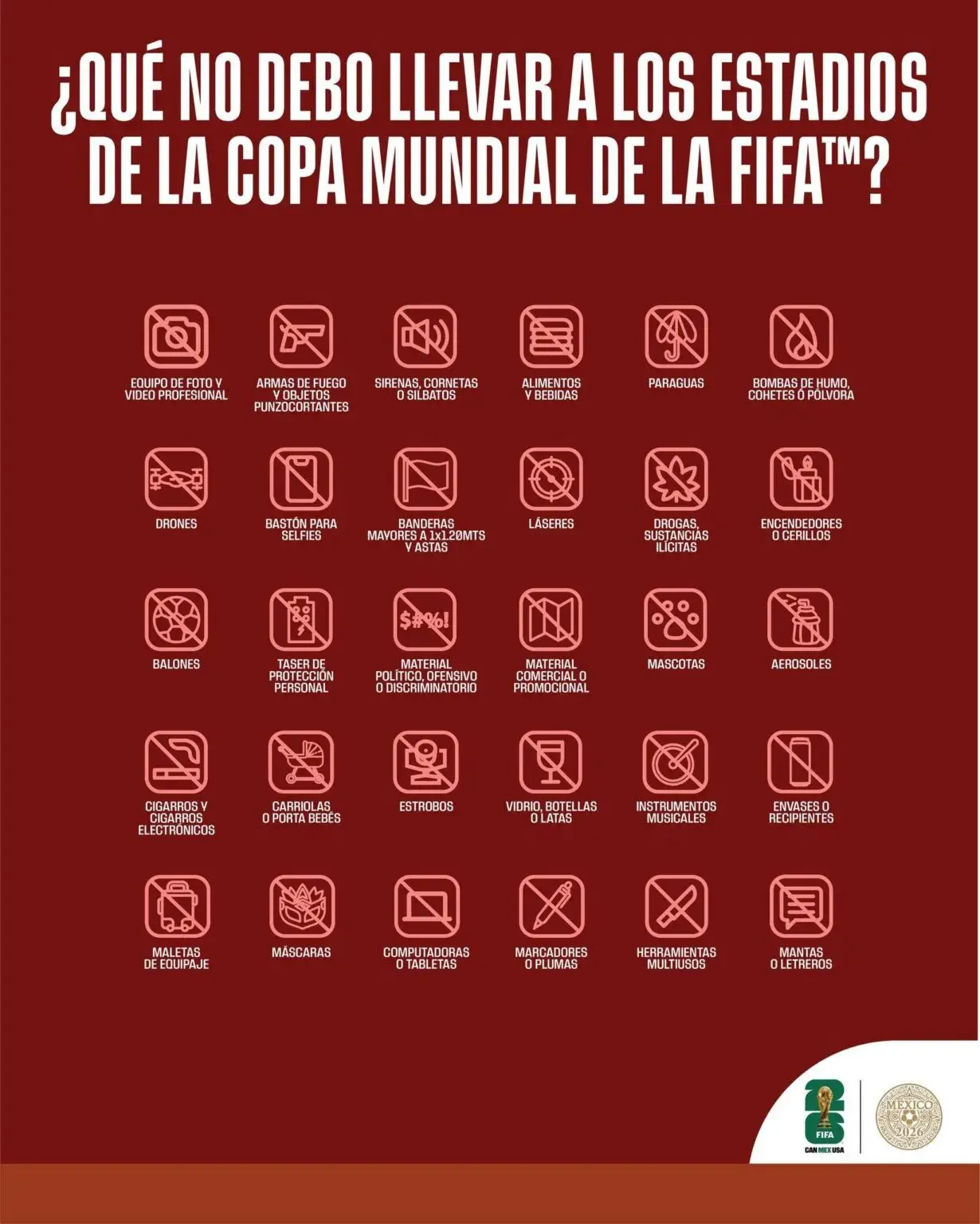 Estos son los objetos prohibidos. Foto: Cortesía