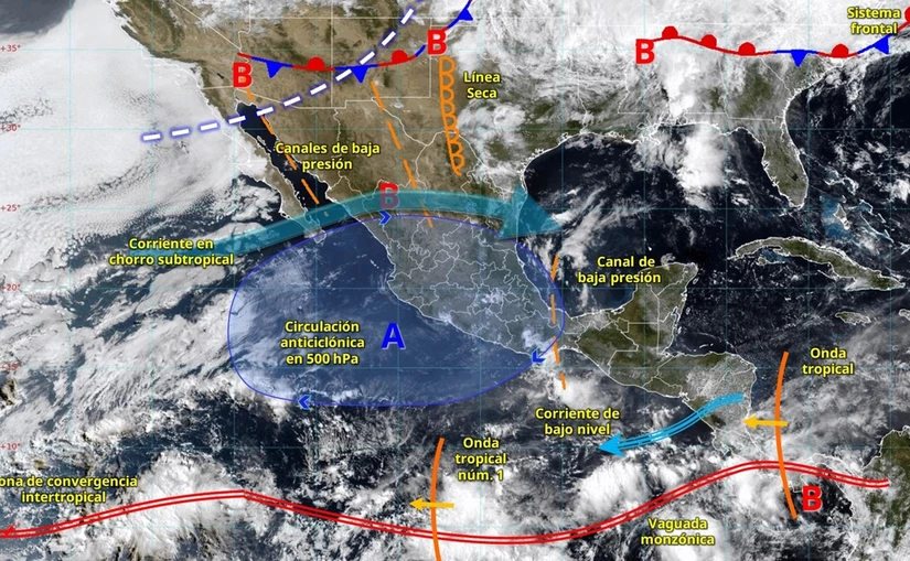 La primera onda tropical de la temporada ya llegó a México. Imagen: Conagua