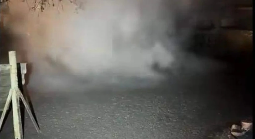 Humo en un géiser / Captura de pantalla, Facebook | Enoc Tamayo