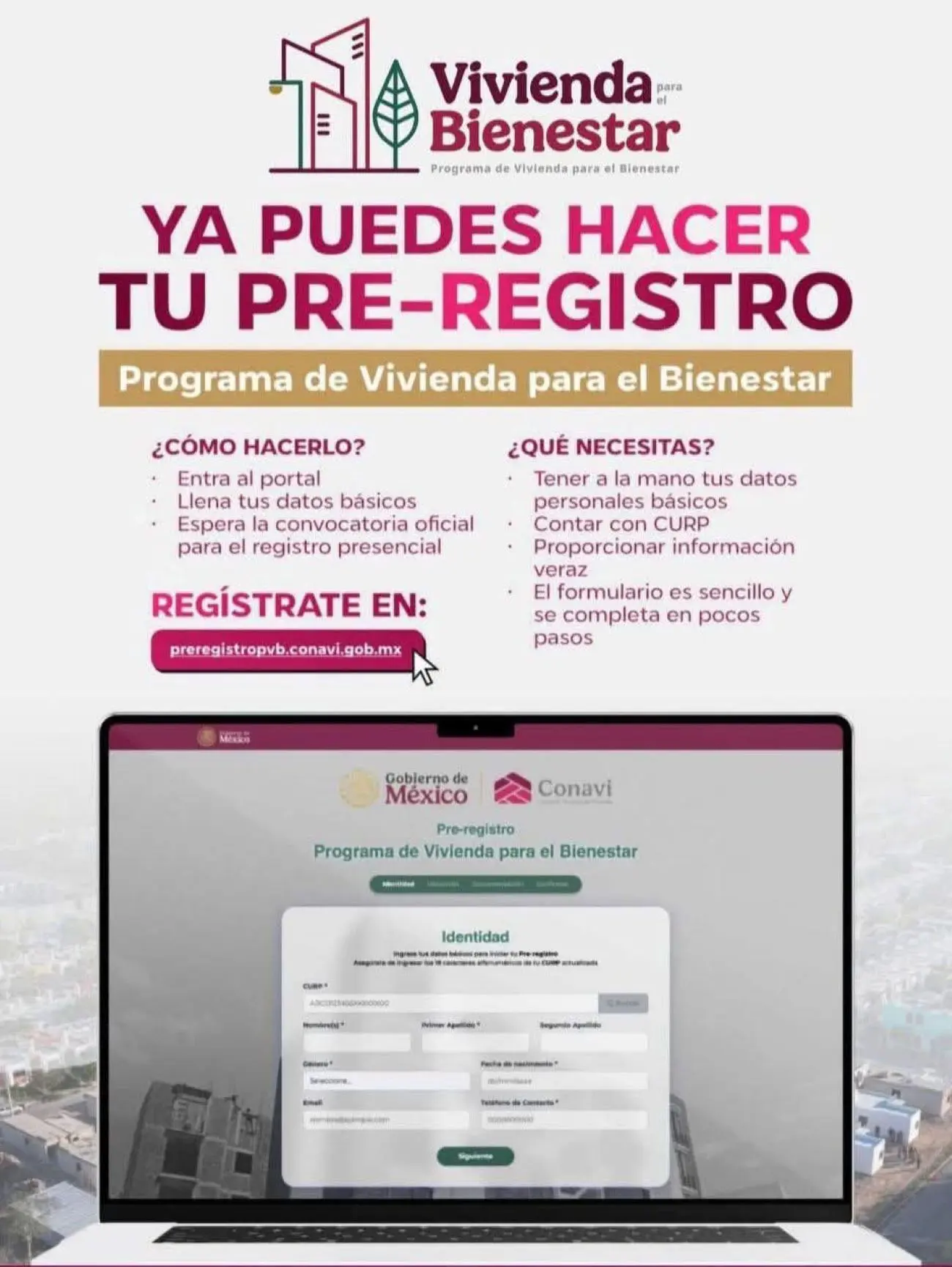 Dónde llenar la solicitud para las Viviendas del Bienestar. Foto: Cortesía
