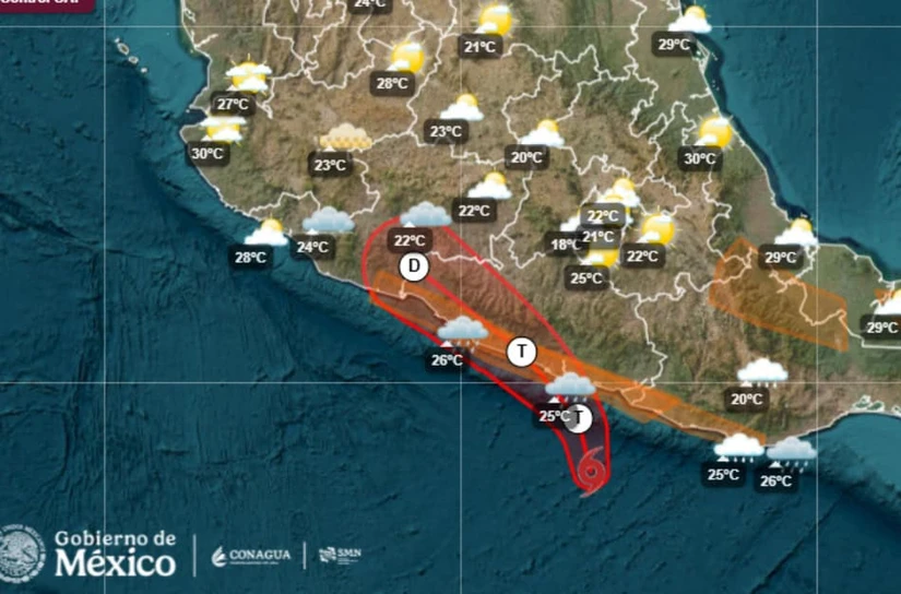 La tormenta Boris afectará a varios estados del Pacífico mexicano. Imagen: Conagua