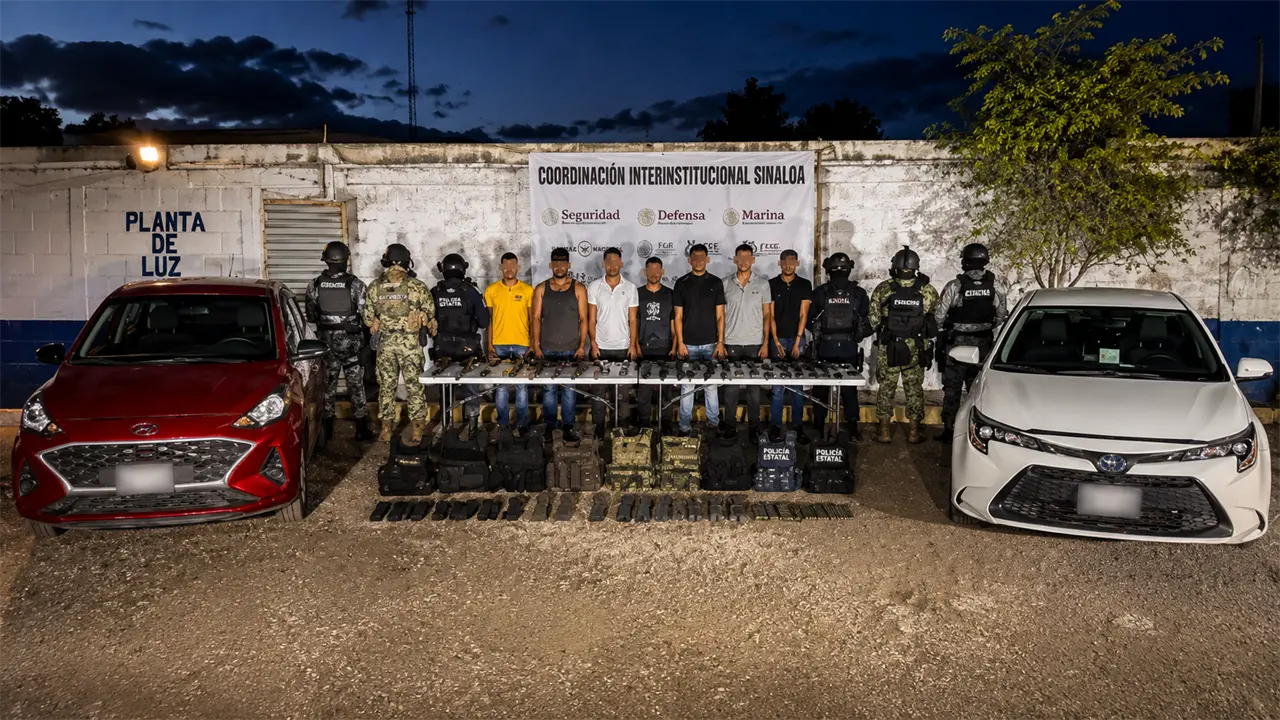 Operativo en Culiacán deja nueve detenidos; aseguraron armas, cartuchos y vehículos con reporte de robo