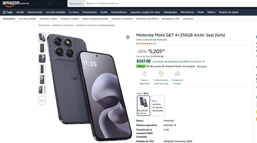 Descuento del Motorola Moto G67. Foto: Cortesía 