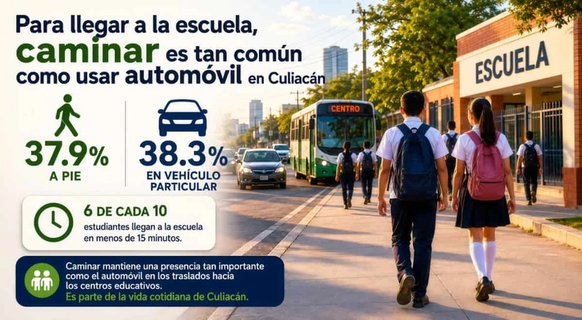 Los datos del IMPLAN muestran que casi cuatro de cada diez viajes hacia escuelas se realizan a pie, evidenciando la importancia de la movilidad peatonal