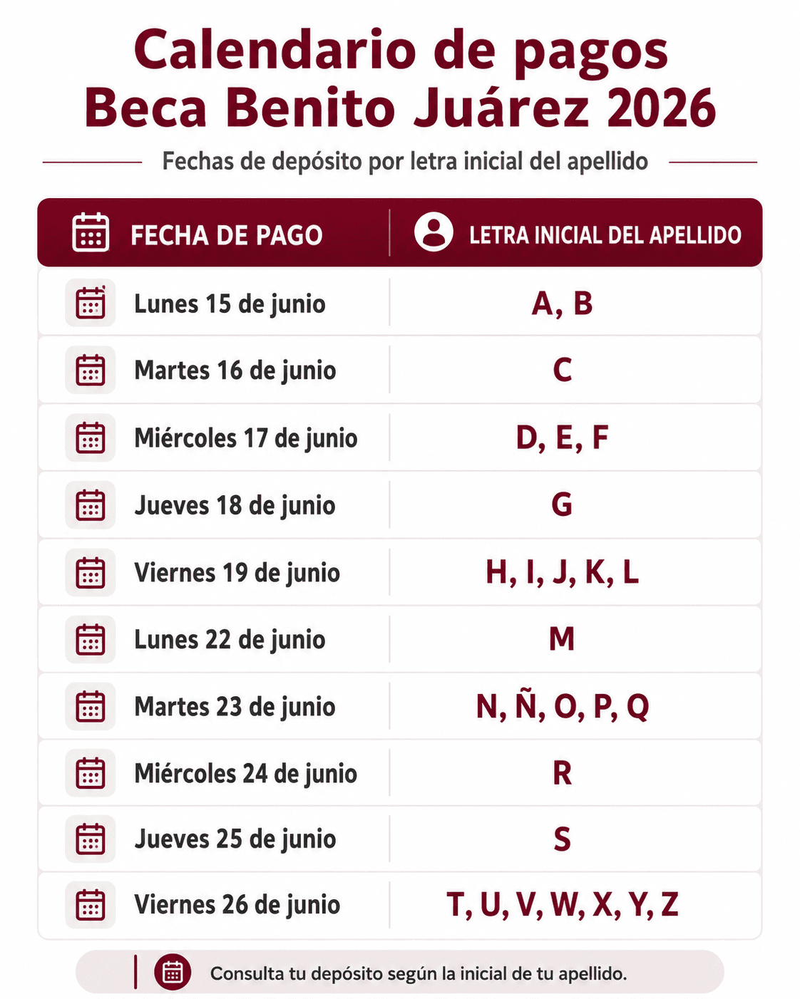 Calendario Benito Juárez