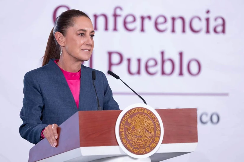 Claudia Sheinbaum durante La Mañanera de este lunes 15 de junio.