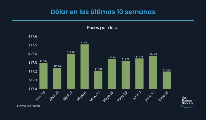Dólar en los últimos 12 meses de acuerdo al DOF. Foto: TBN