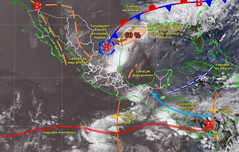 Mientras el calor extremo azota a Baja California, gran parte del país registra lluvias. Imagen: Conagua
