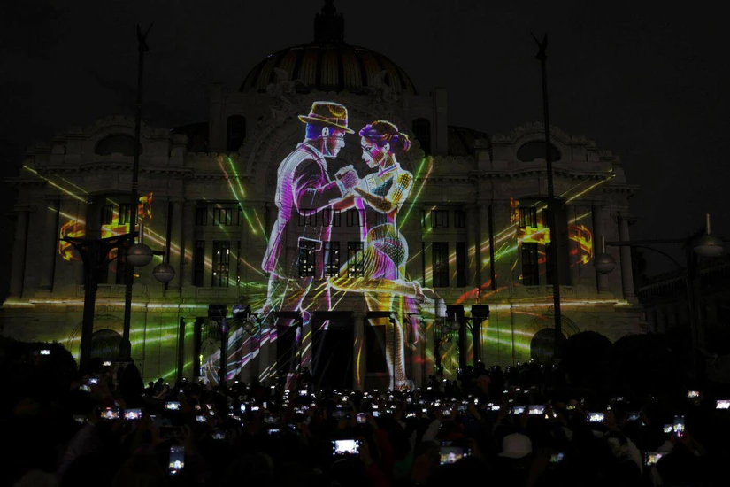 Inauguran el videomapping México, Ciudad que Baila en CDMX. Foto. Cortesía