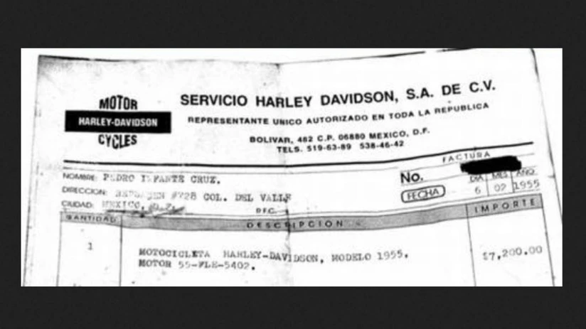 La factura de la Harley Davidson de Pedro Infante. Foto: Cortesía