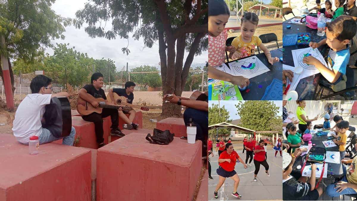 A través del programa El Parque es Mío, niñas y niños participan gratuitamente en talleres de guitarra, pintura, manualidades, zumba y apoyo escolar que fortalecen su desarrollo integral. Foto: Cortesía/TBN