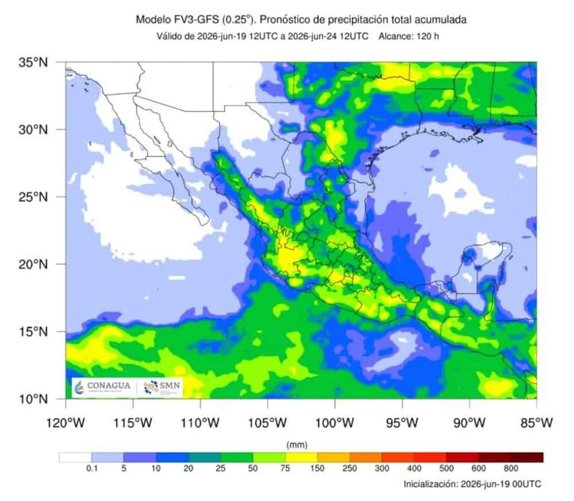 La temporada de lluvias se encuentra activa en México, lo que explica las precipitaciones intensas. Imagen: Conagua