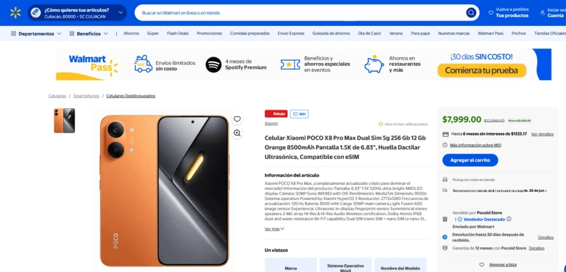 Oferta del Xiaomi Poco X8 Pro Max. Foto: Captura de pantalla