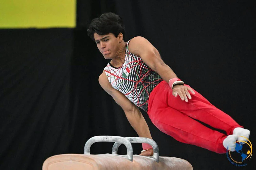 Con disciplina, talento y perseverancia, Aaron Ibarra se proclamó campeón panamericano tras obtener una puntuación de 12.933 en la final de Barras Paralelas. Foto: Unión Panamericana de Gimnasia