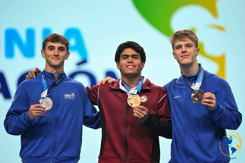 Aaron Ibarra escribió una nueva página de éxito para el deporte sinaloense al conquistar dos medallas en el Campeonato Panamericano Río 2026. Foto: Unión Panamericana de Gimnasia