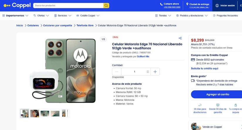 Motorola Edge 70 en oferta- Foto: Captura de pantalla