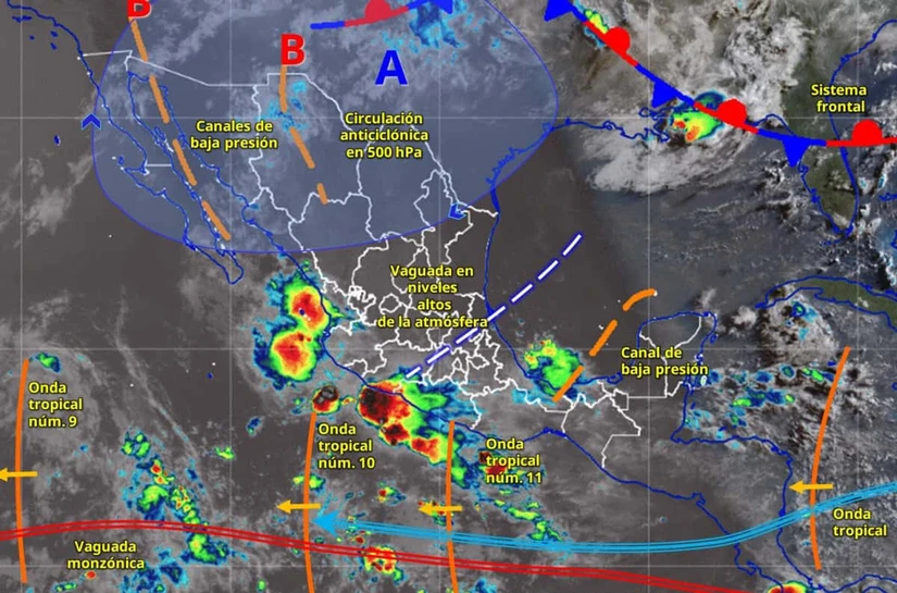 Una circulación anticiclónica mantendrá la onda de calor en el noroeste del país. Imagen: Conagua