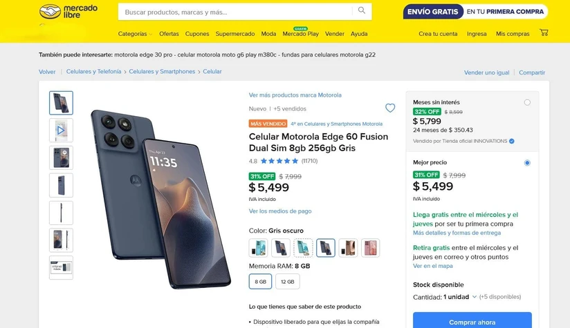 Oferta de junio del Motorola Edge 60 Fusion. Foto: Cortesía