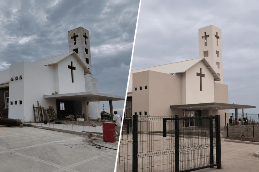 Cada muro levantado acercó un sueño que hoy es realidad: la Capilla Santísima Trinidad, construida con la fe, el trabajo y la unión de toda una comunidad. Foto: Cortesía/ TBN