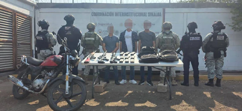 Detienen a tres hombres armados, entre ellos un menor, durante operativo en Culiacán