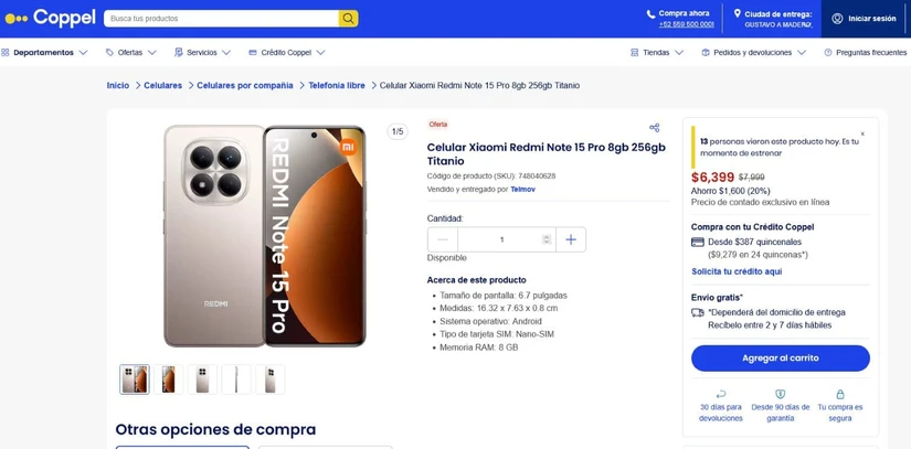 En oferta el Xiaomi Redmi Note 15 Pro. Foto: Captura de pantalla