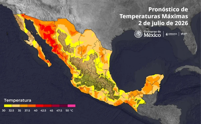 En el noroeste del país es donde se registran las temperaturas más altas, lo que incluye a la región noreste de Baja California. Imagen: Conagua