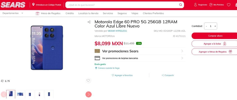 Descuento del Motorola Edge 60 Pro. Foto: Captura de pantalla
