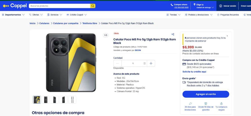 Oferta del Xiaomi Poco M8 Pro. Foto: Captura de pantalla