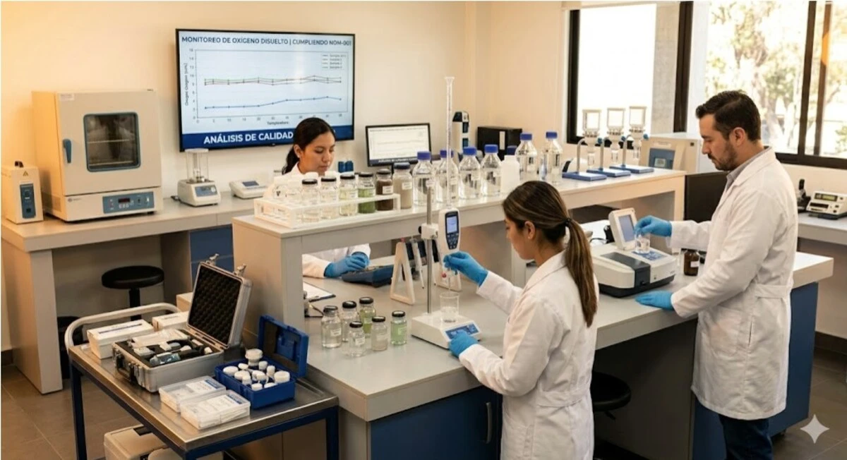 Figura 1. Realización de diversos análisis de calidad del agua en laboratorio analítico