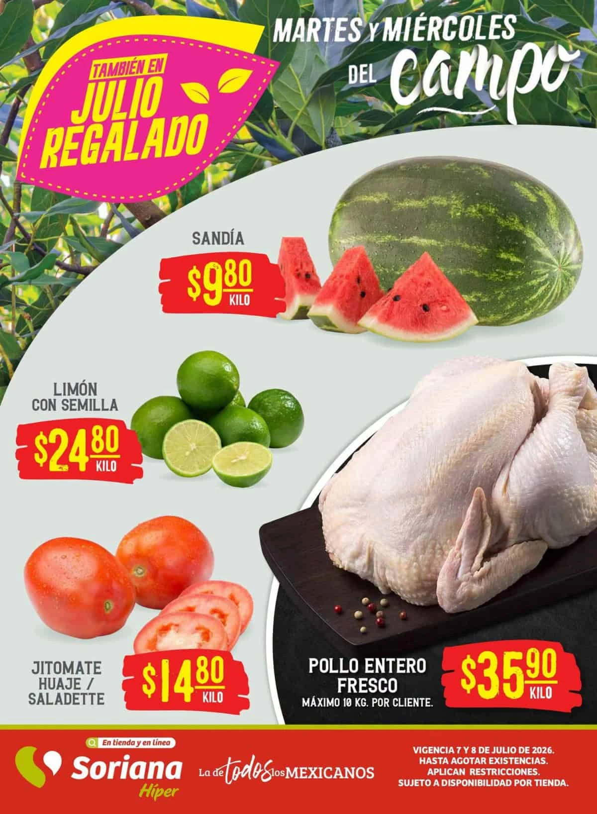 Soriana te consiente con estas ofertas en frutas, verduras y pollo. Imagen: Cortesía