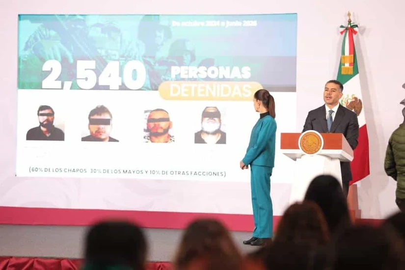 Omar García Harfuch da informe de seguridad durante La Mañanera de este martes 7 de julio del 2026.