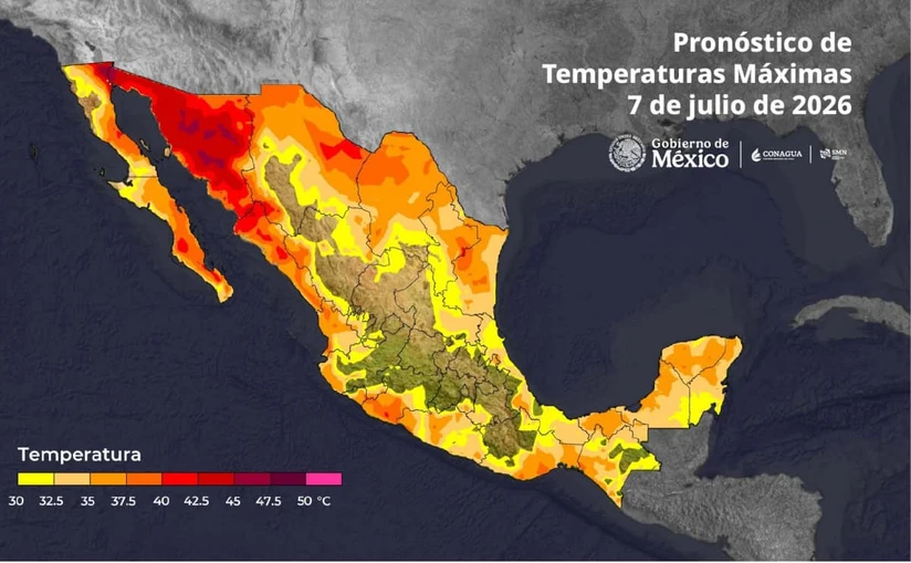 La onda de calor se extenderá con fuerza sobre el noroeste del país. Imagen: Conagua