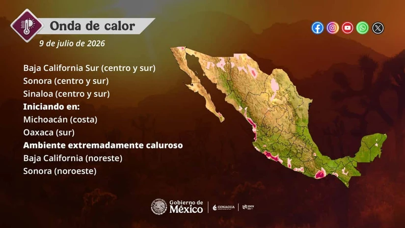 Estas son las regiones del país que registran las temperaturas más altas. Imagen: Conagua