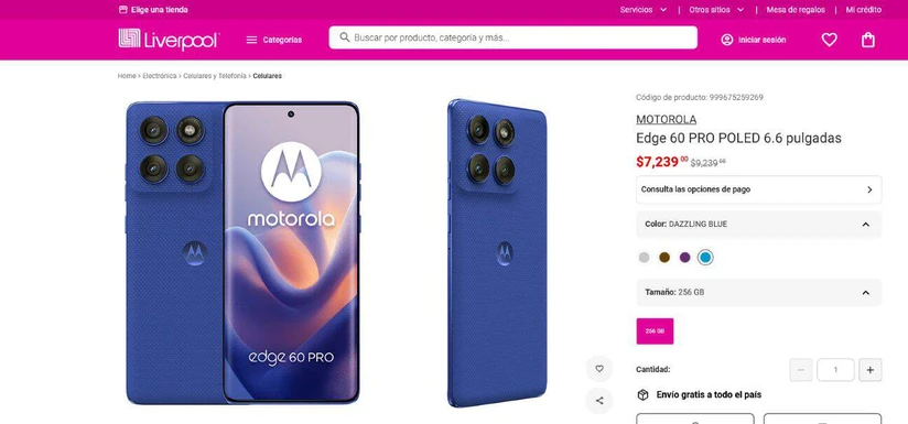 Descuento del Motorola Edge 60 Pro. Foto: Captura de pantalla