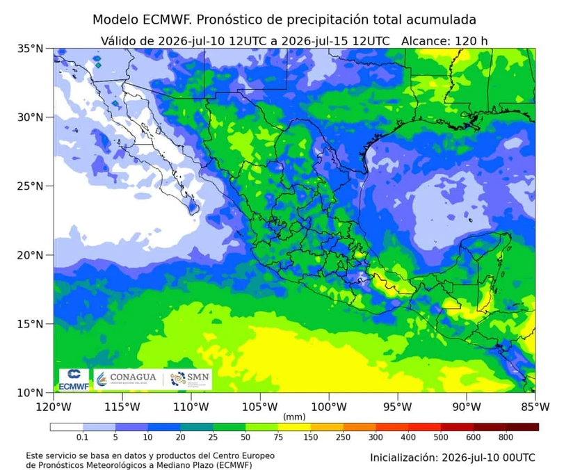 Este fin de semana se prevén lluvias en gran parte del país. Imagen: Conagua