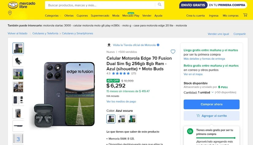 Oferta del Motorola Edge 70 Fusion. Foto: Captura de pantalla