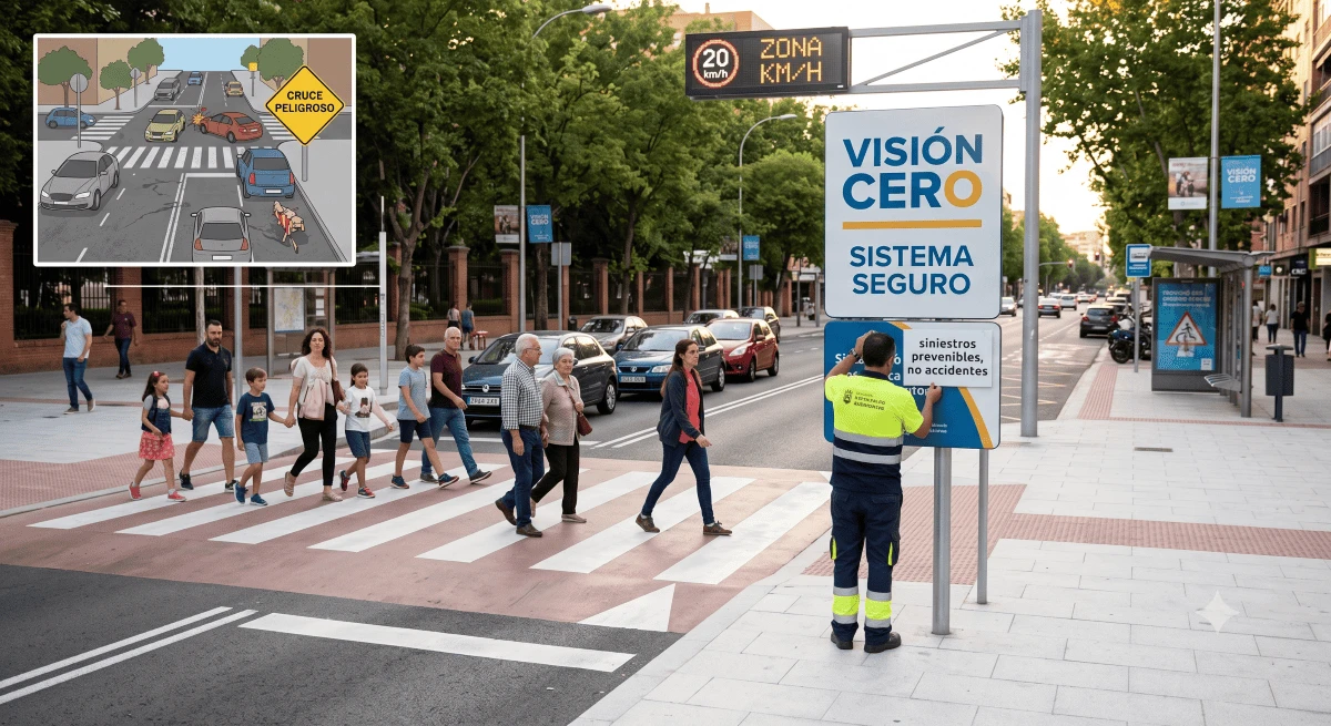 La Visión Cero plantea que ninguna muerte o lesión grave en el tránsito debe considerarse inevitable. Imagen IA