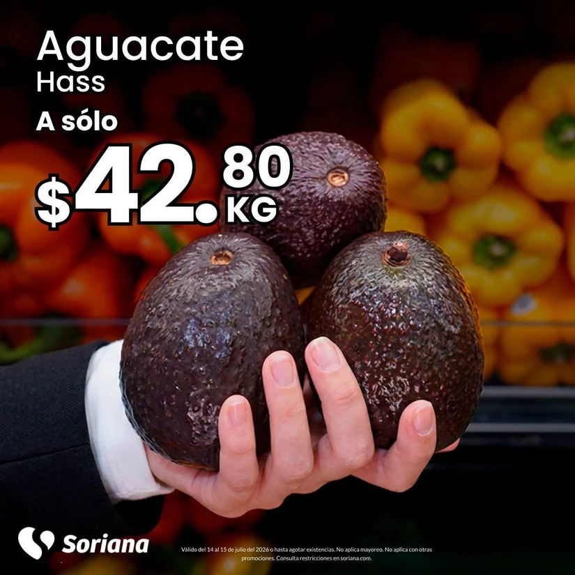 El aguacate se encuentra a precio irresistible en el Martes y Miércoles del Campo. Imagen: Soriana