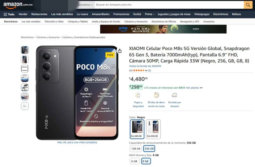 El POCO M8s es otro titán de la gama media. Imagen: amazon.com.mx