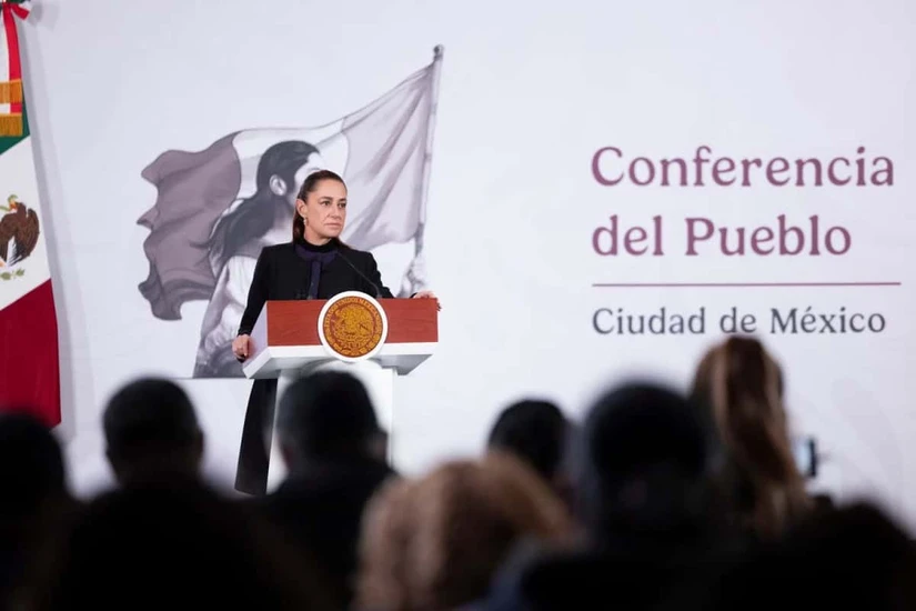 Decenas de periodistas acuden a cada conferencia matutina para hacer preguntas a Sheinbaum. Foto: Presidencia