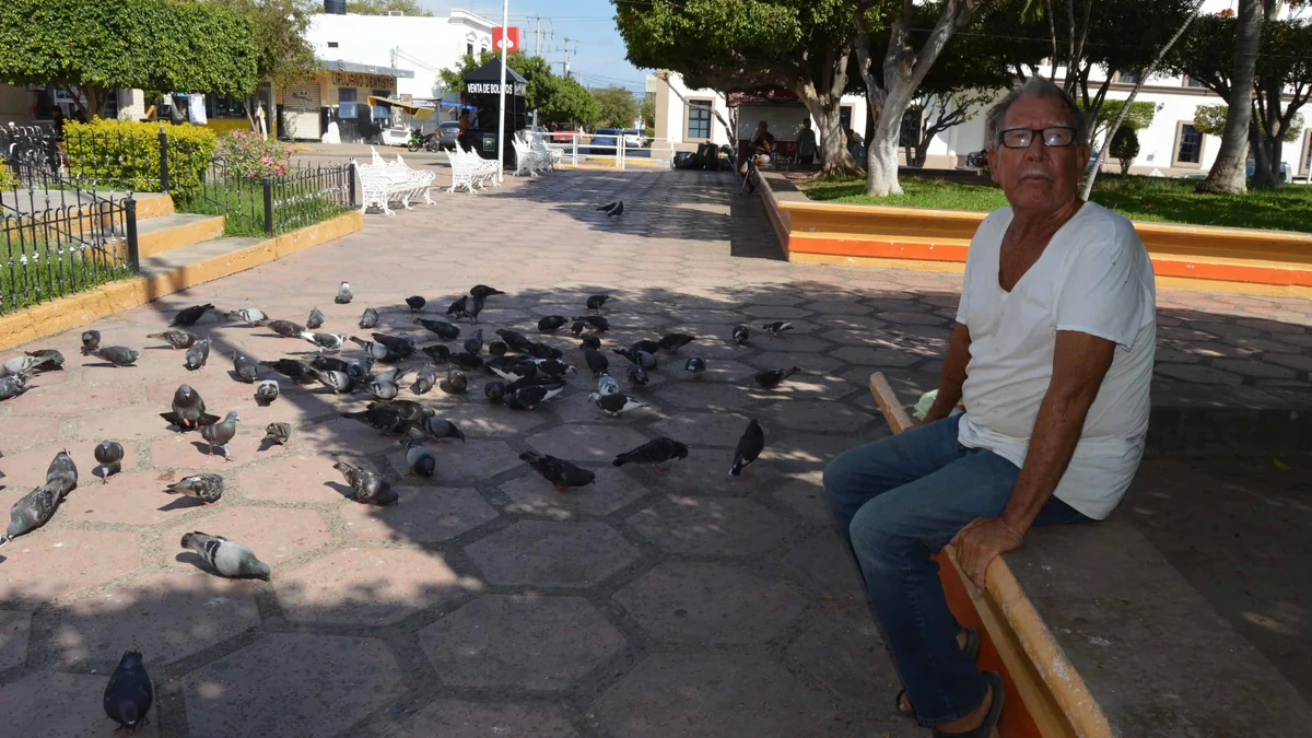 Don José Manuel quien alimenta a los pichones con sus propios recursos, dice que prefiere hacer esto que tomarse un refresco,
